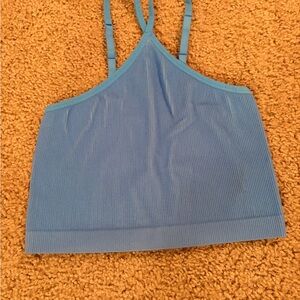 Colsie Teal and Beige Ribbed Top